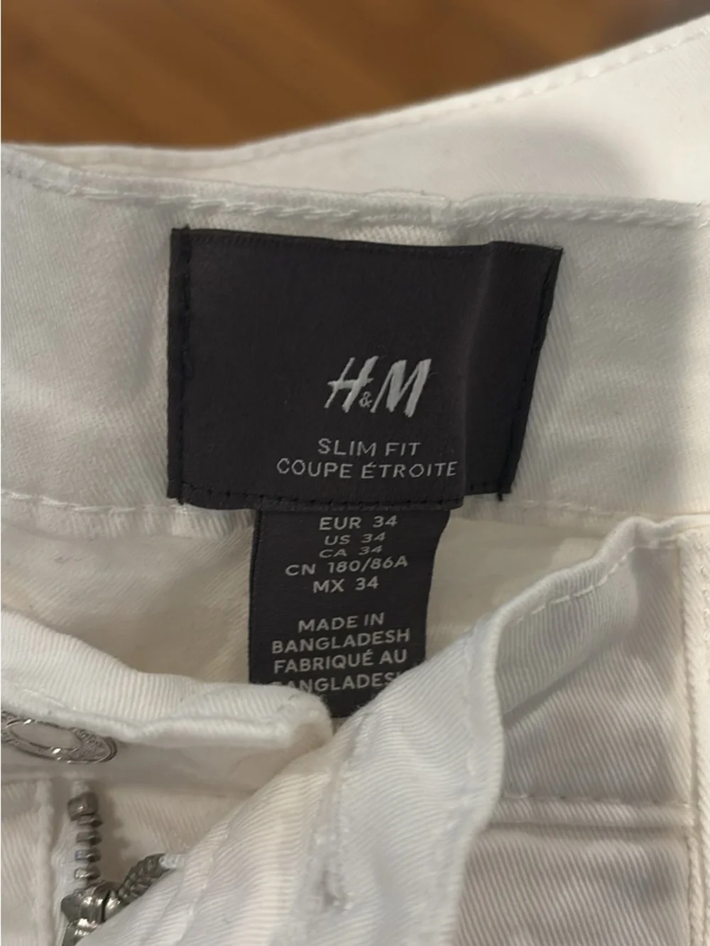 H&M White Slim Fit Denim Shorts